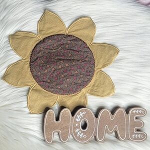 Wooden "Home" Plaque & Sunflower Applique Decor Bundle